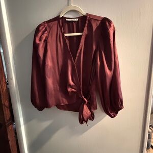Abercrombie Maroon Silk wrap top in medium